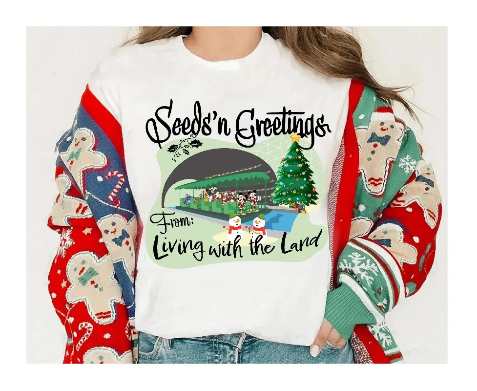 

Disney Mickey and Friends Seeds'n Greetings Living with The Land Holiday Shirt Disney Christmas Matching Shirt
