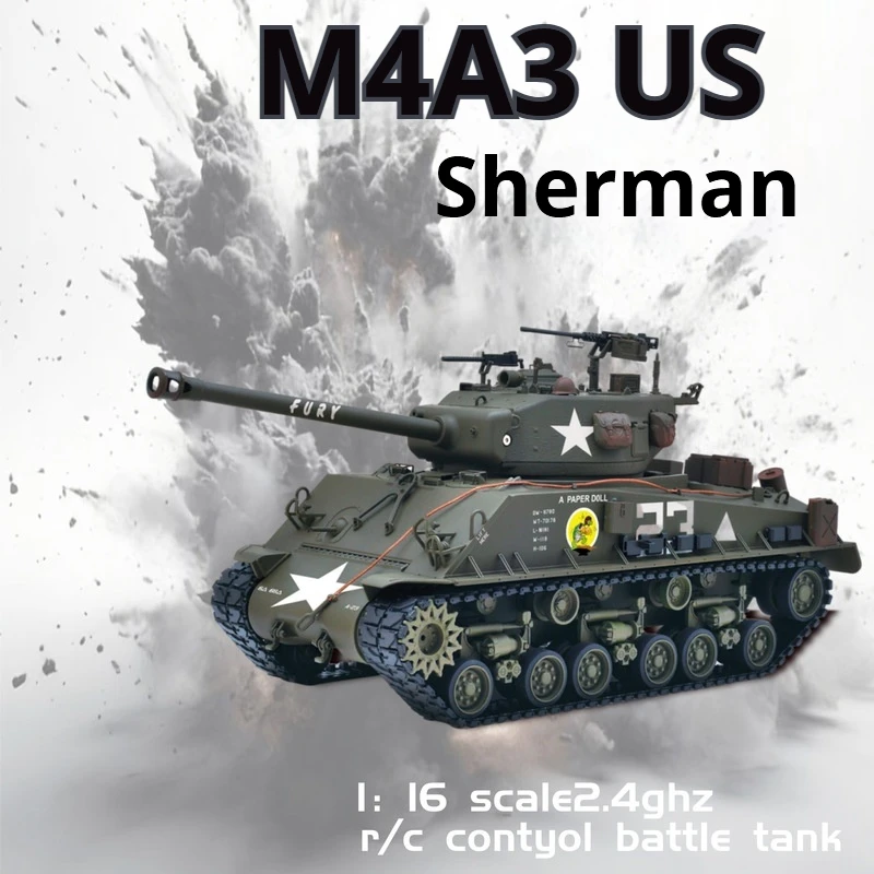 Fusion Series 1/16 American Sherman M4A3 Rage Remote Control Tank Chariot Model Collection Gift