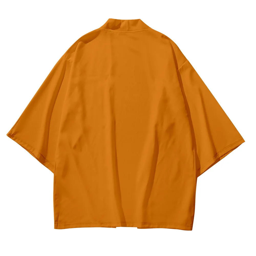 Simple and Casual Solid Color Beach Japanese Style Kimono Streetwear Men Women Cardigan Cosplay Haori Yukata Harajuku Tops Robe