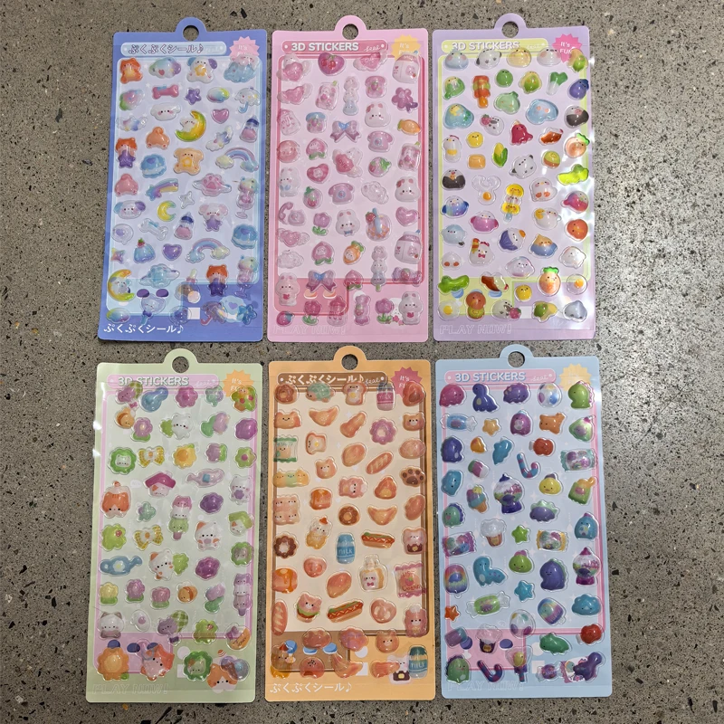 

Hot^!New Kawaii 3D Jelly Resin Stickers Cute Cartoon Sparkle Transparent Decals for Scrapbooking Phone Case Laptop DIY Decor Toy