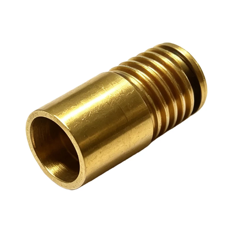 OEM Precision CNC Lathe Machining Brass Straight Tube Fitting, Single End External Thread Cylindrical Bushing