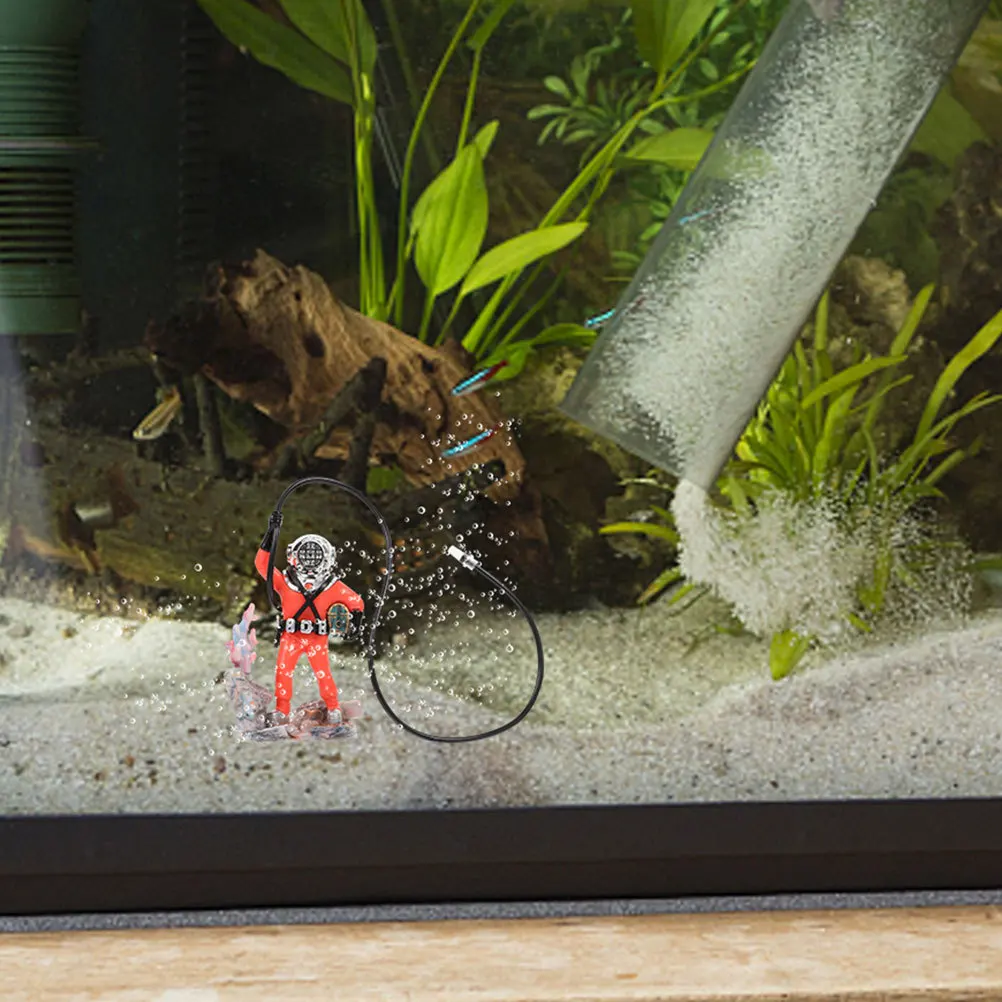 

Diver Aquarium Decoration Resin Lifelike Air Bubbler Freshwater Fish Tank Ornament Fun Unique Aquarium Decor Accessory