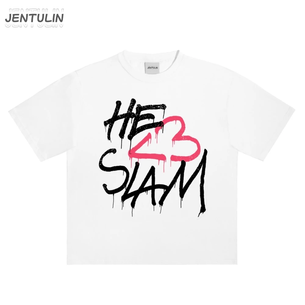 Hip Hop Oversized Streetwear Men\'s Clothing LIDA Graphic Love Slam Print Y2k Short Sleeve Top Harajuku Korean Tshirt Cotton Goth