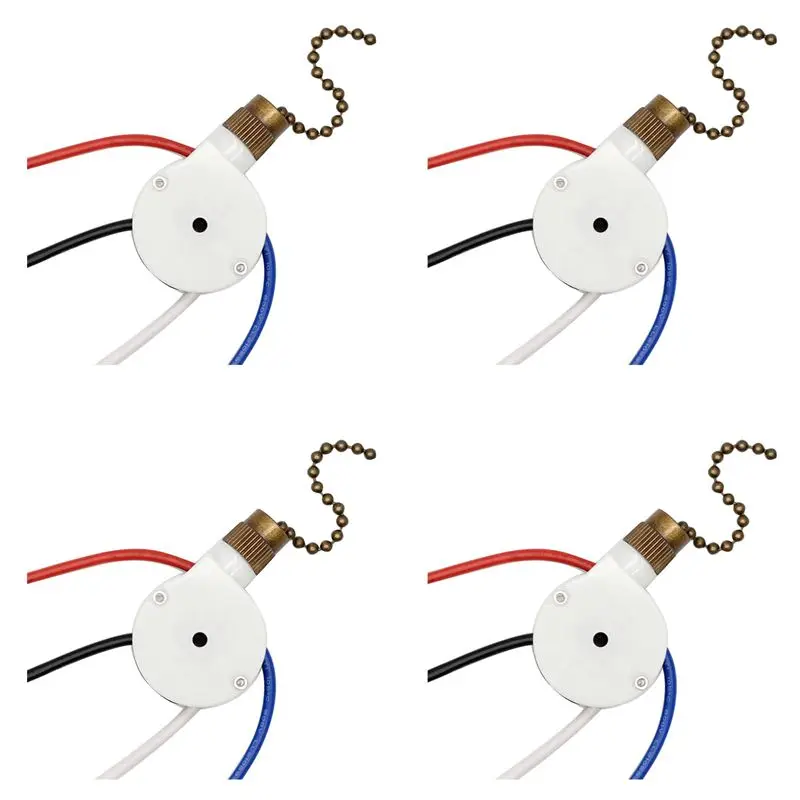 DT39 4PCS ZingEar ZE-208S E89885 Ceiling Fan Switch 3 Speed 4 Wire Pull Chain Light Switch Bronze