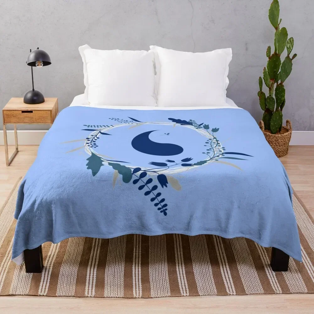 Blue Ajah (Floral Design) Throw Blanket Air Conditioner Soft Blanket for Office Home