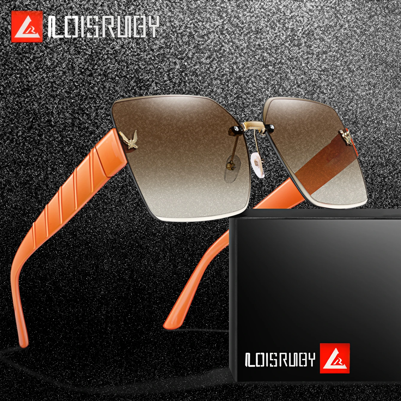 Randlose Angel-Sonnenbrille für Damen und Herren, lässige quadratische Fahrradbrille mit UV-Schutz für Outdoor-Wanderungen und Angeln