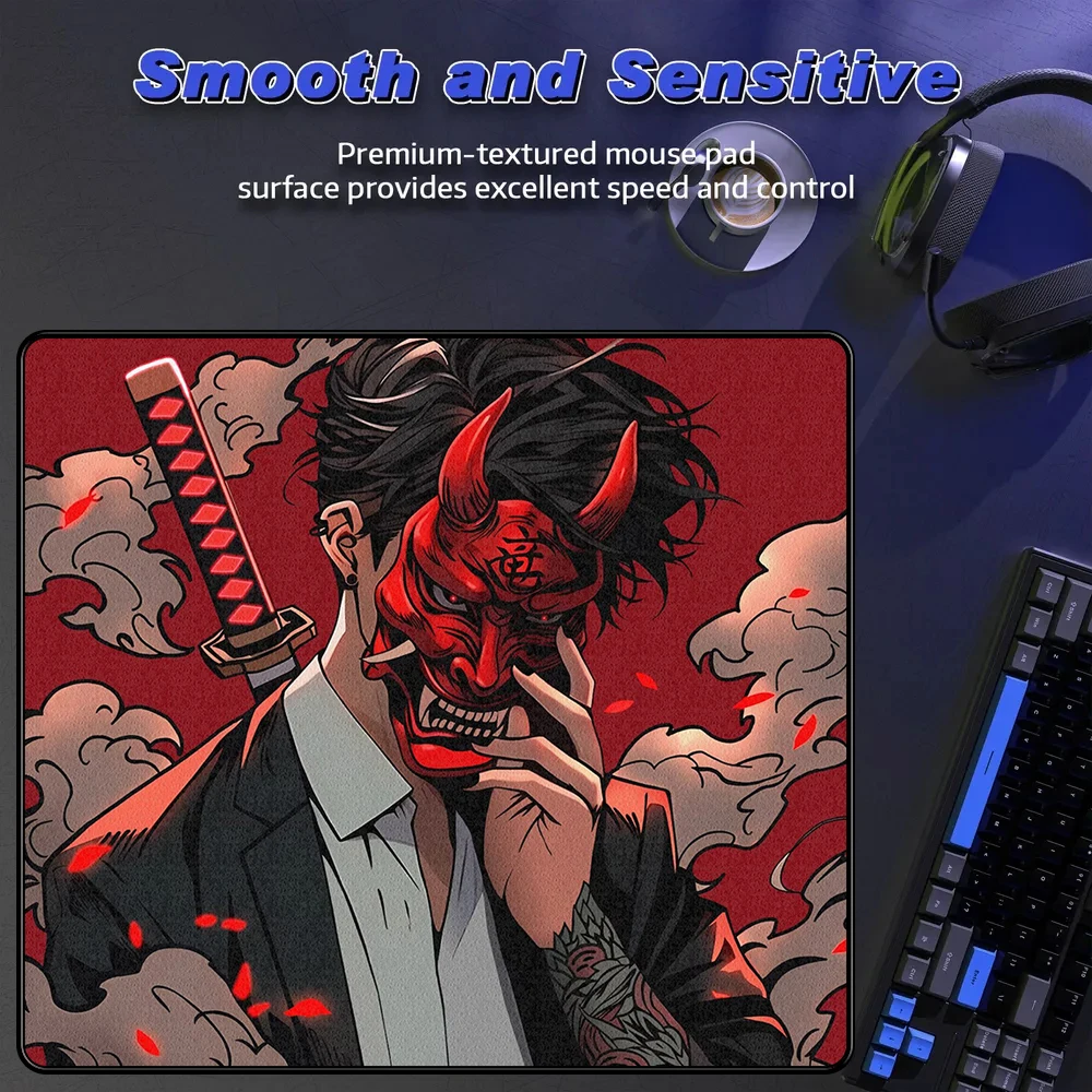 

Oni Demon Mask игровой коврик для мыши геймер профессиональный килимок для киберспорта игровой коврик премиум-класса с запирающимся краем настольный коврик водонепроницаемый коврик для мыши