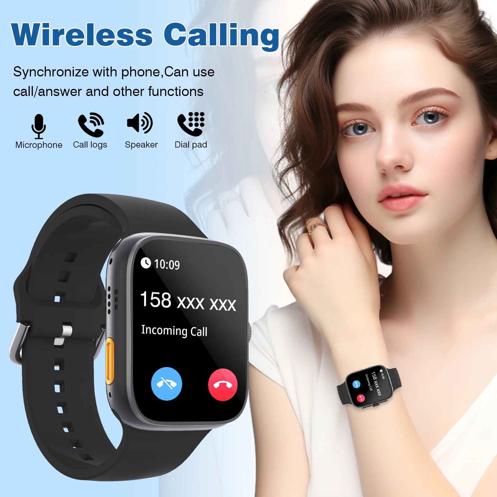 ساعة ذكية، مكالمات بلوتوث، تذكير بالرسائل، معدل ضربات القلب/الأكسجين في الدم/مراقبة ضغط الدم، مناسبة لنظام Android/iPhone #2