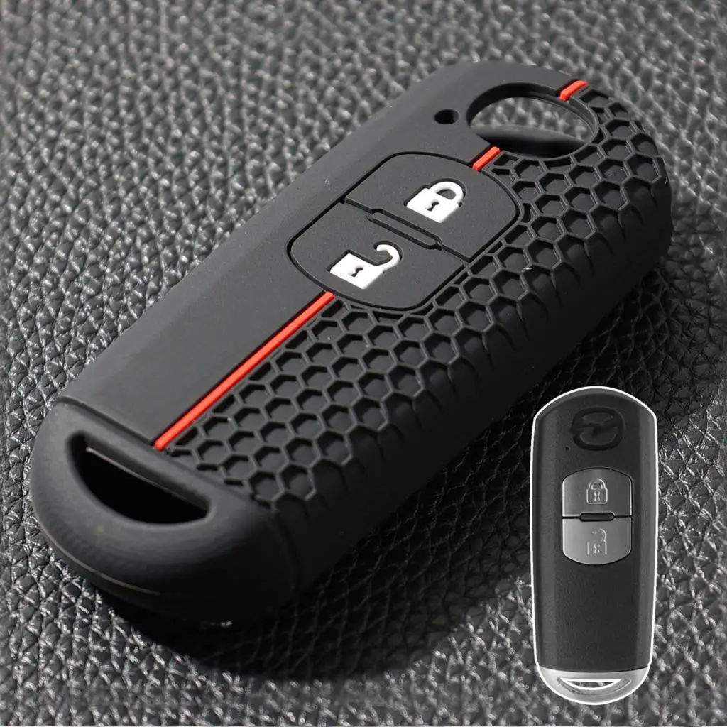 2 Button Silicone Car Key Fob Ring Chain Shell Case Cover Holder For Mazda 3 Hatch 6 Atenza Cx3 Cx5 Cx7 Cx9 Mx5 2013 2014 2015