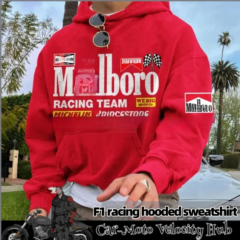 Traje de carreras de Fórmula 1, Sudadera con capucha, tendencia urbana europea y americana para hombres, Sudadera con capucha con estampado Digital, chaqueta informal de primavera