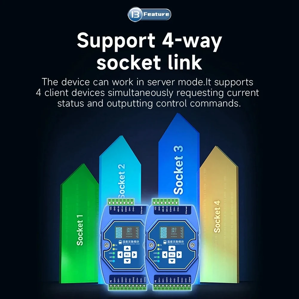 산업용 이더넷 게이트웨이 워치독 DNS, 6 웨이 온도 획득 모듈, K 타입 Modbus 열전대 입력 RS485