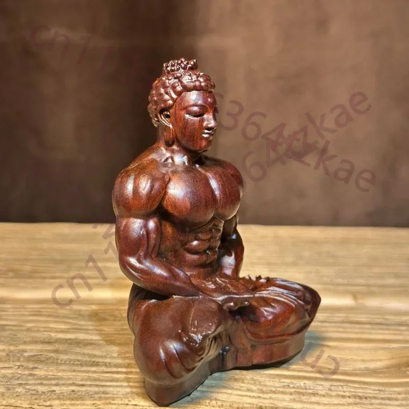 Hand-Carved Ebony Wood Muscle Buddha Statue 3.1x2.8x1.6' / 5.5x4.7x3' Car Dashboard & Home Decor Creative Gift