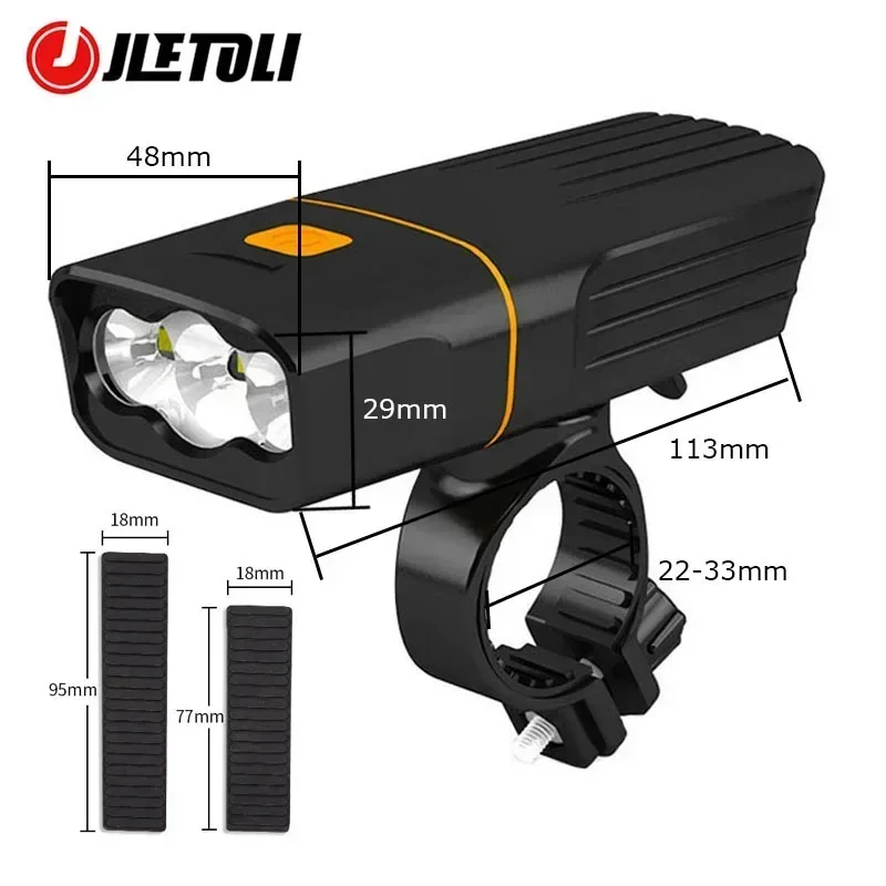 JLETOLI USB Rechargeable Bike Headlight Waterproof Cycling Light 360 Degree Rotating Bycicle Front Light Bike Accessories