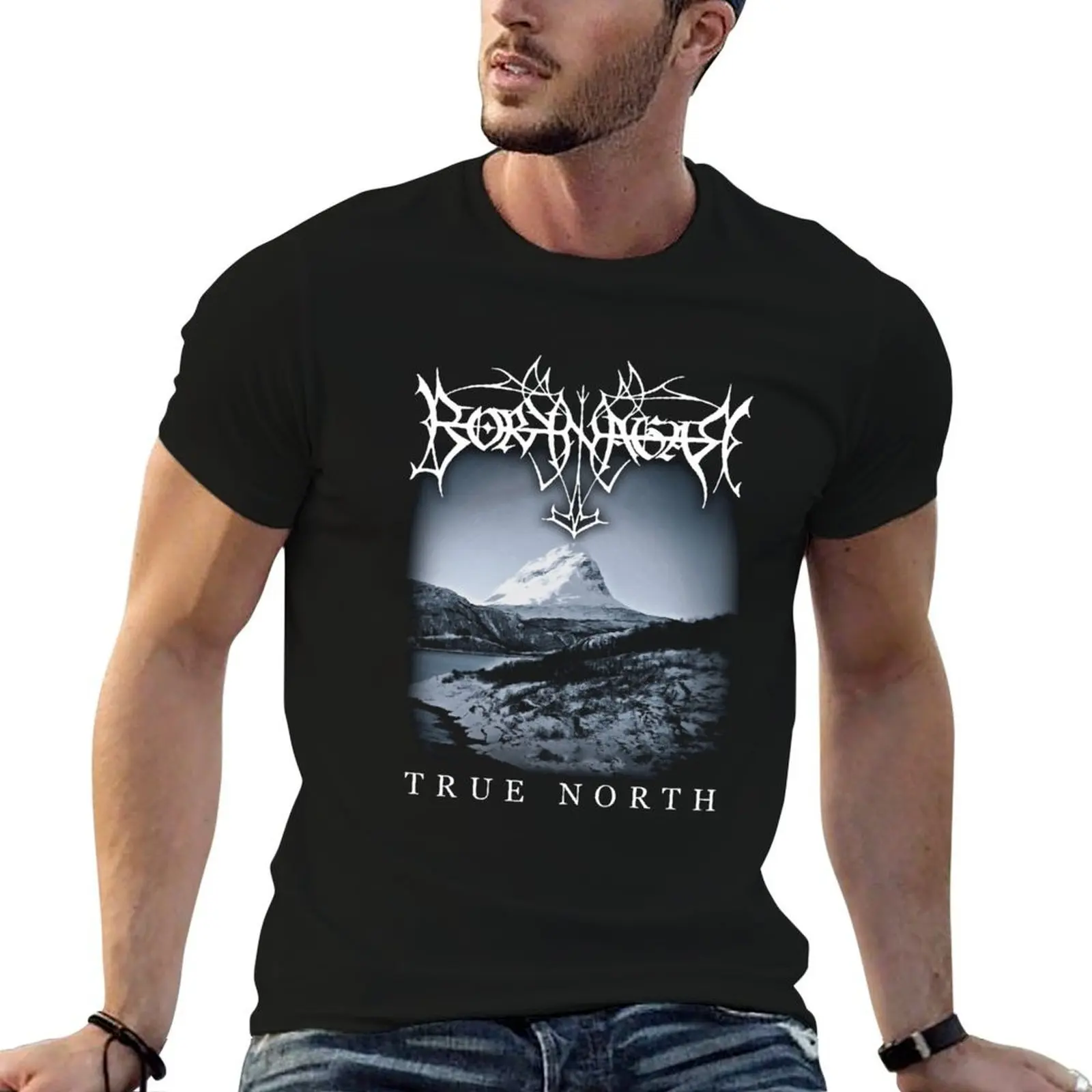 BORKNAGAR T-Shirt anime quick drying plain black t shirts men