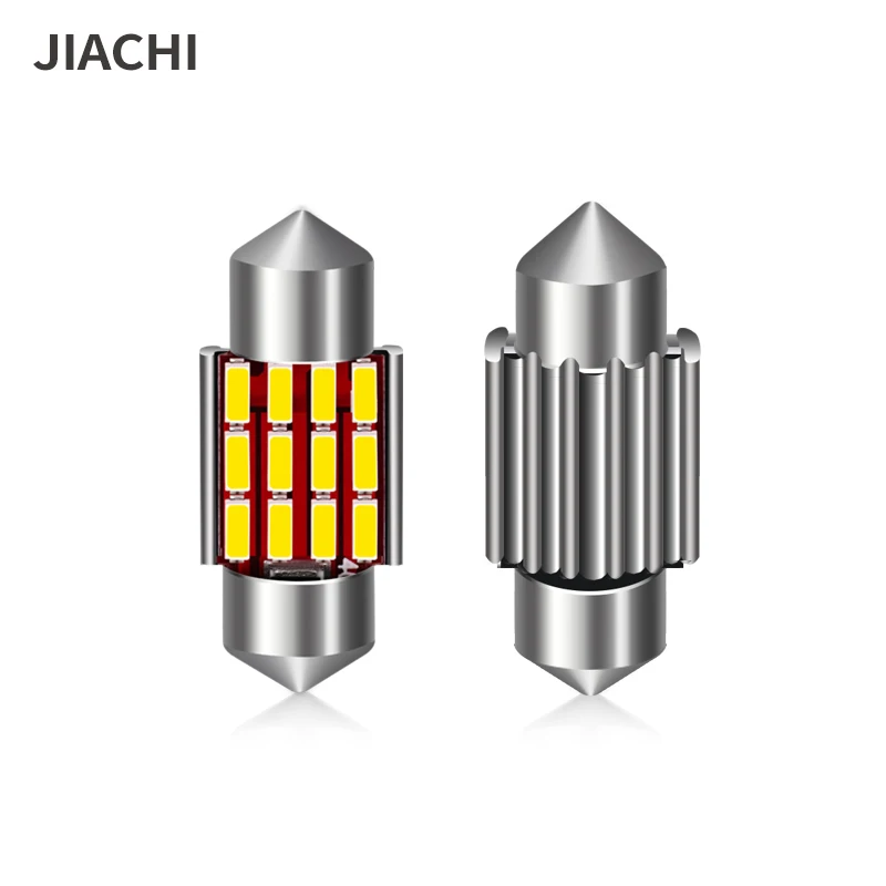 jiachi 10PCS C5W 4014 12SMD LED Chip Bulb Super CANBUS Interior Car Festoon Light Reading Instrument Lamp DC12V 6000K Cool White