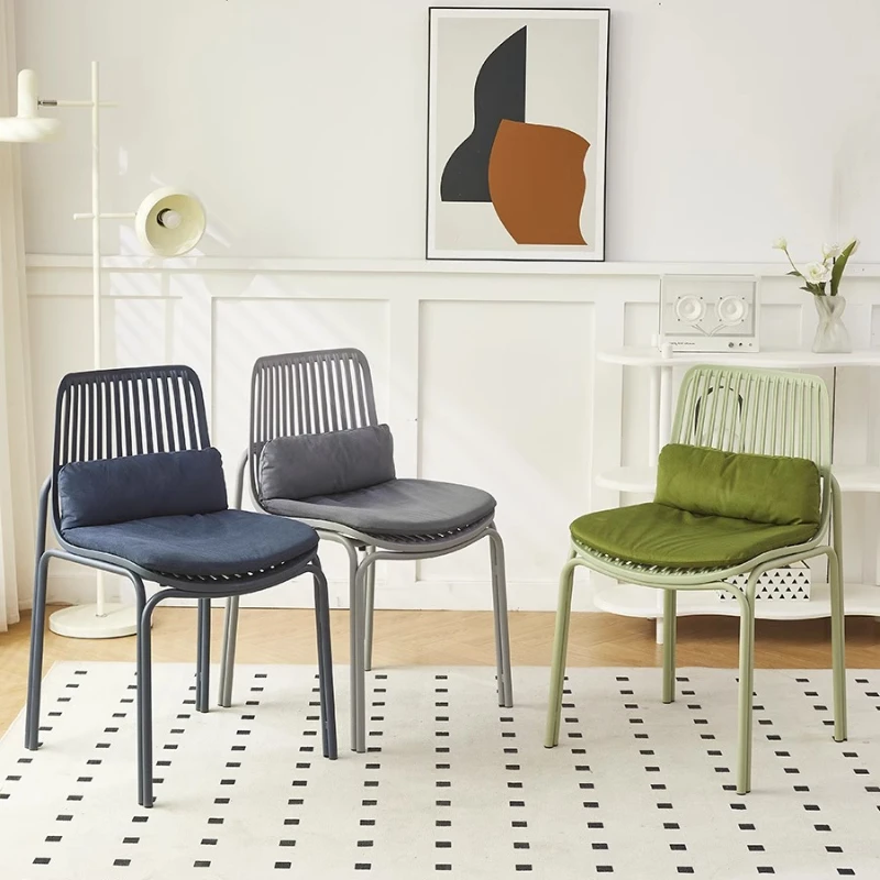 Nordic Style Home Dining Chair Simple Modern Plastic Backrest Stool for Milk Tea Shop Leisure Outdoor