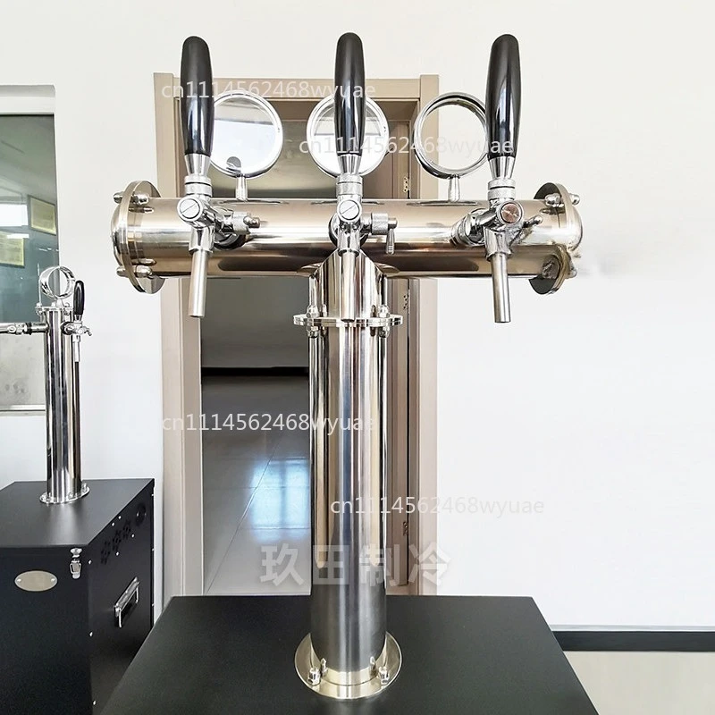Pub Beer Column Customized T Type Bronze Color Beer Tower, 3lines Beer Column,