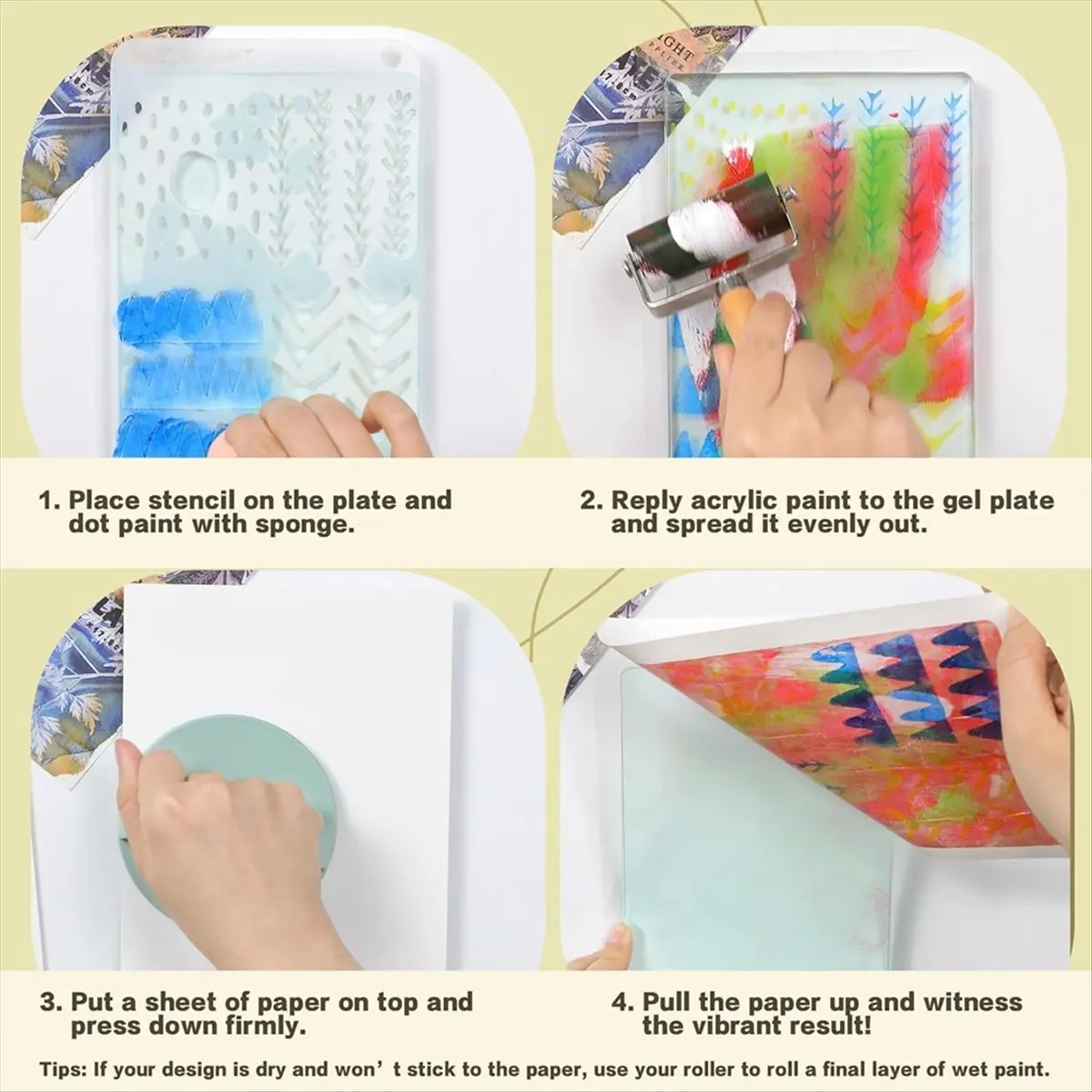 A56K Gel Printing Plate Kit, with 8x10inch Gelatin Plate, Printmaking Paper, Acrylic Paint for Art, Monoprinting,Card Making