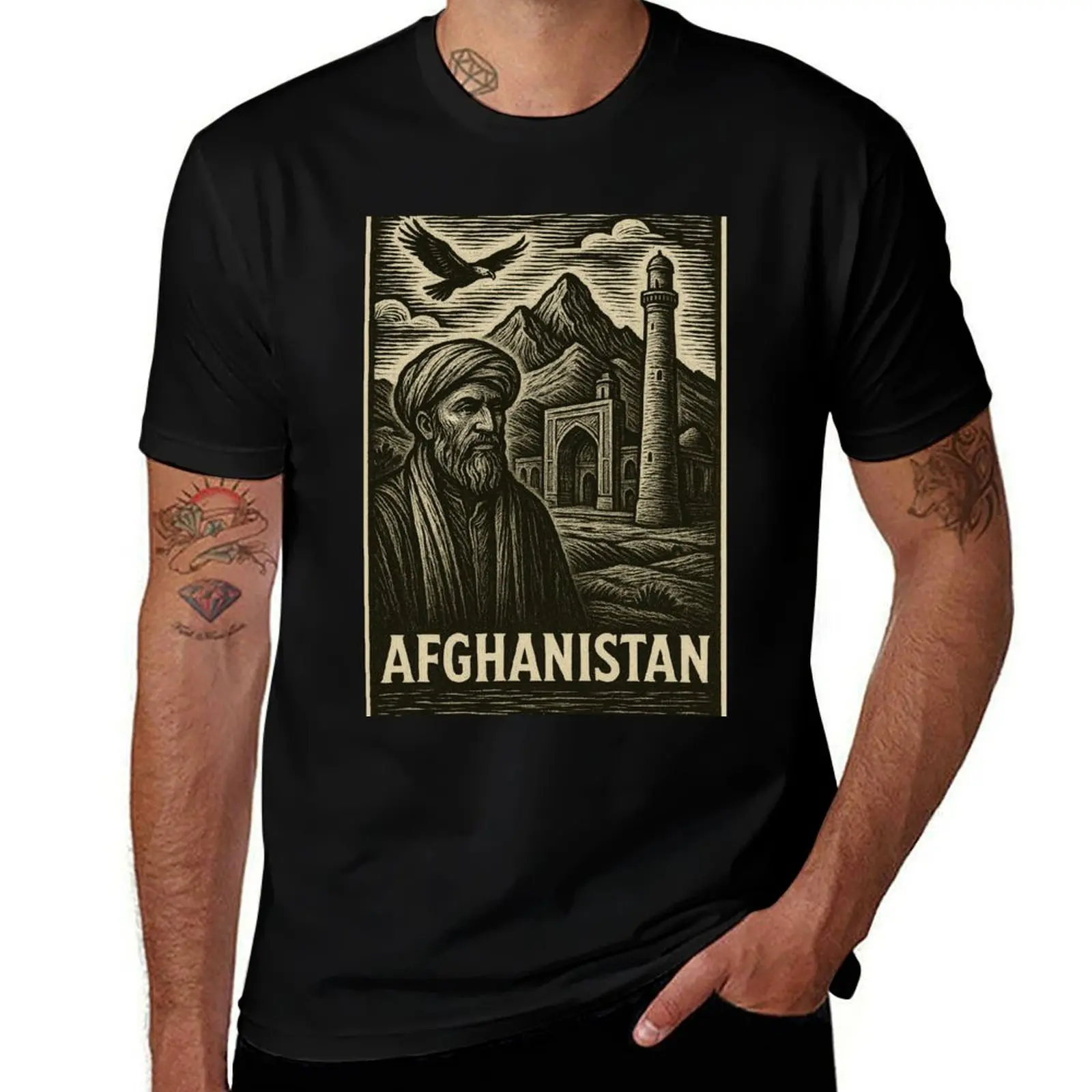 

Afghanistan Linocut Style T-Shirt man clothes tshirts personalised sublime vintage t shirt men