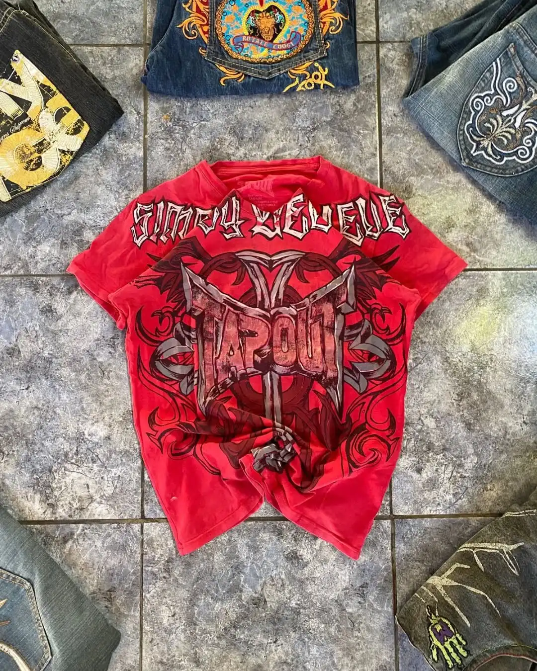 

Новые футболки Red Tapout Graffiti Series унисекс High Street, американские готические винтажные топы в стиле Харадзюку, хип-хоп, панк-рок, с короткими рукавами