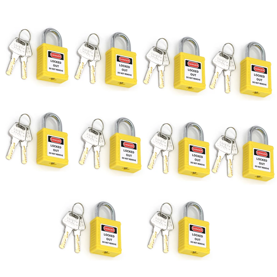 Industrial security Padlock Steel shackle 10 Piece  25mm  Industrial security Padlock Steel shackle Multiple colors