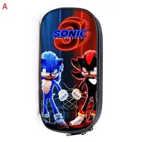 Sonics Pencil Cases Anime Shadow Figures Pen Bags Kids Large Pencil Bag Students School Stationery Supplies Storage Bag Gift New