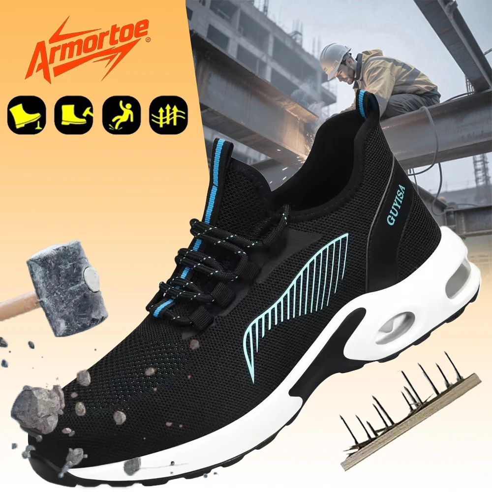 

ArmorToe Steel Head Anti-smash Anti-stabbing Safety Shoes Air Cushion Shock-absorbing Work Shoes Four Seasons Models #Armor2640