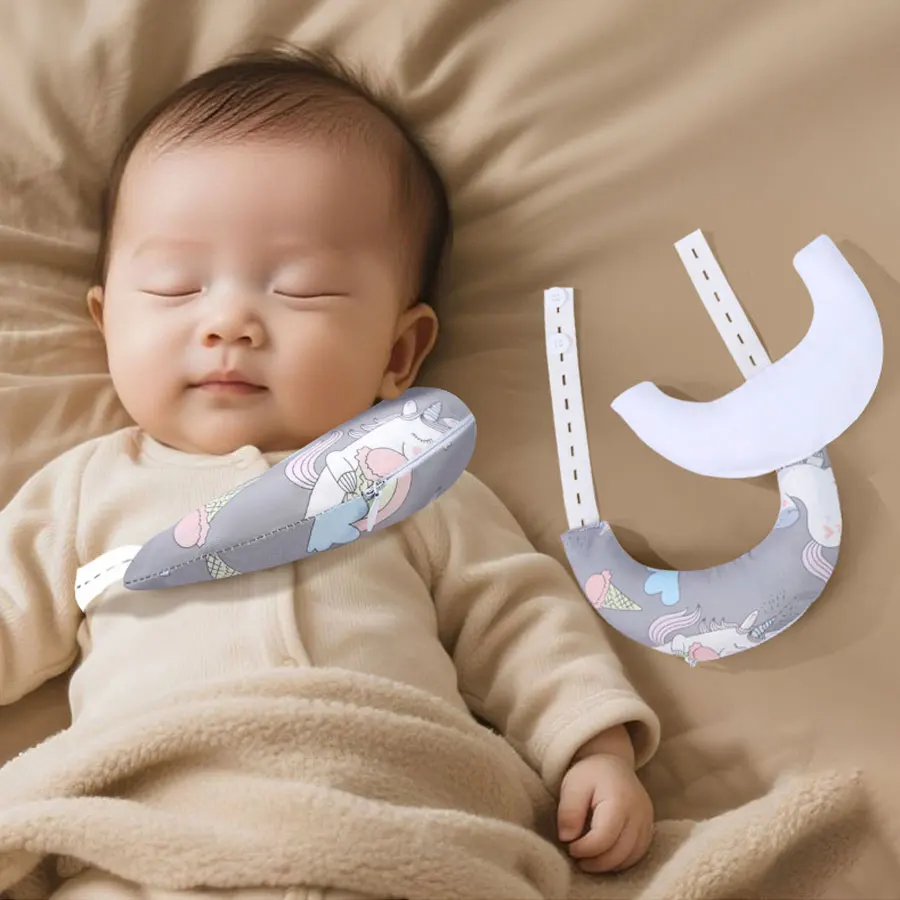 وسادة تصحيح Torticollis لتشكيل الرضع وسادة على شكل هلال للأطفال مع وسادة دعم للرقبة بإمالة الرأس