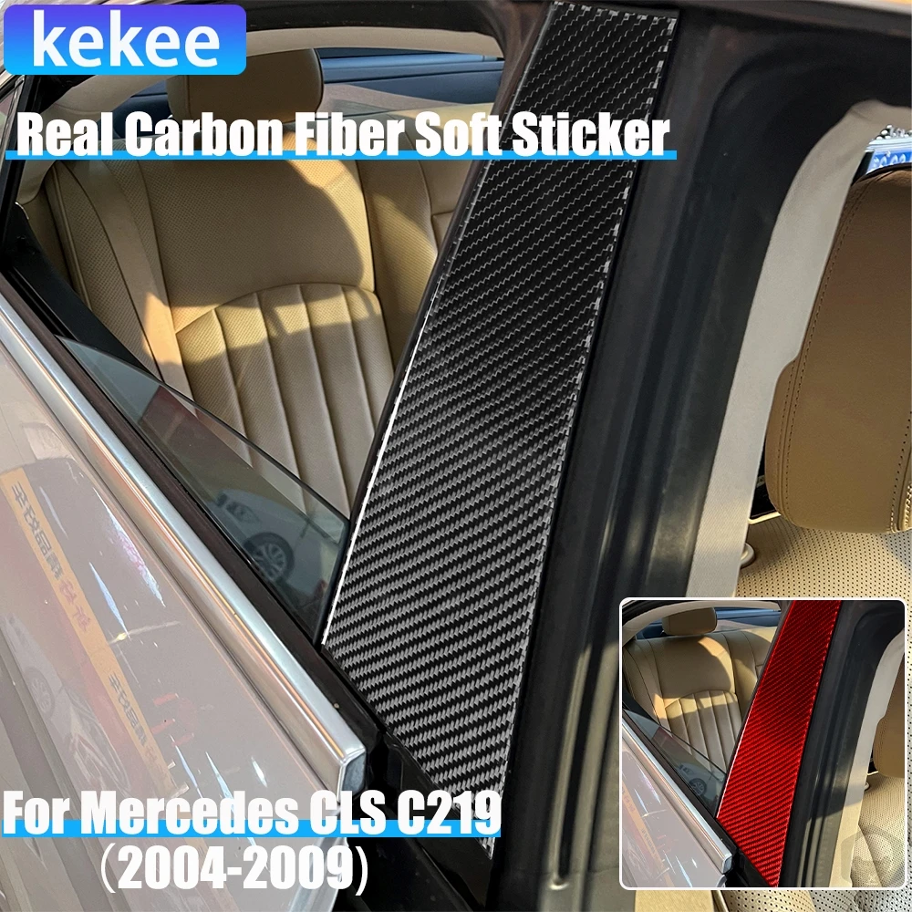 

Real Carbon Fiber Car Accessories B-pillar Decorative Cover Soft Sticker For Mercedes CLS C219 2004 2005 2006 2007 2008 2009
