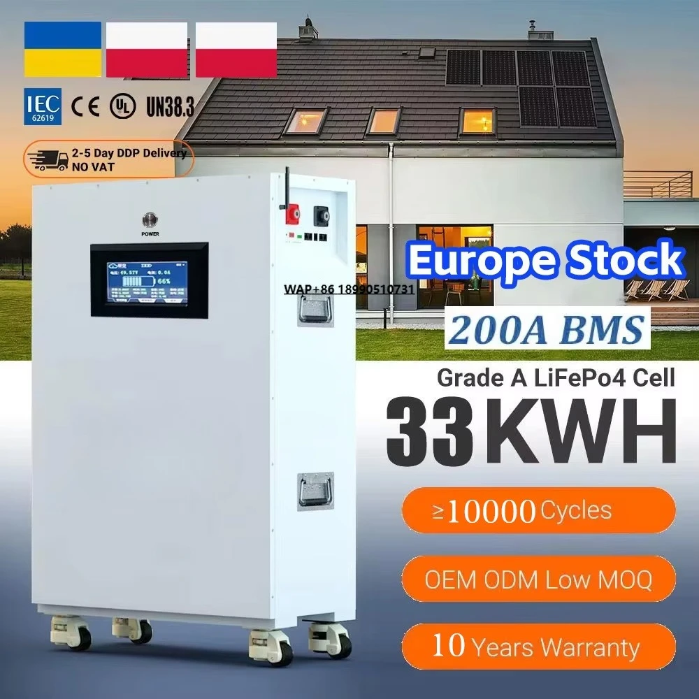 51.2V 650AH LiFePO4 Battery 10000 Cycles Energy Storage Power Supply for Power Solar Energy home energy storage