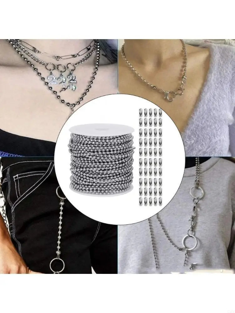  Practical Sturdy Stainless Steel Beaded Waist Chain 50 Pcs Unisex Fashion Accessory Portable for Stylish Outfits