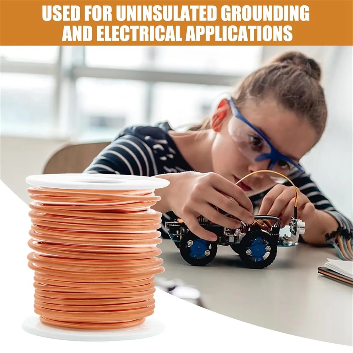 

A08I Copper Wire, 99.9% Soft Pure Bare Copper Wire for Gardening, Electroculture,16 Gauge/ 1.3 mm Diameter, 127 Feet,1 Pound