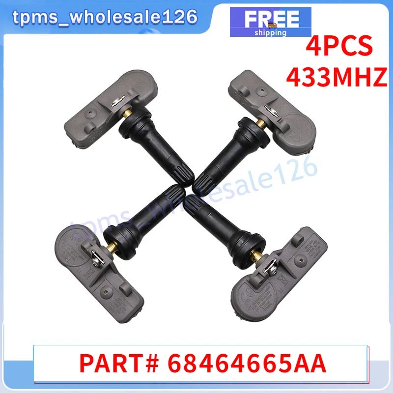 4PCS TPMS Tyre Sensor 68464665AA For 2019 2020 2021 Jeep Gladiator 68464665AB 433MHZ Car Tire Pressure Monitor System