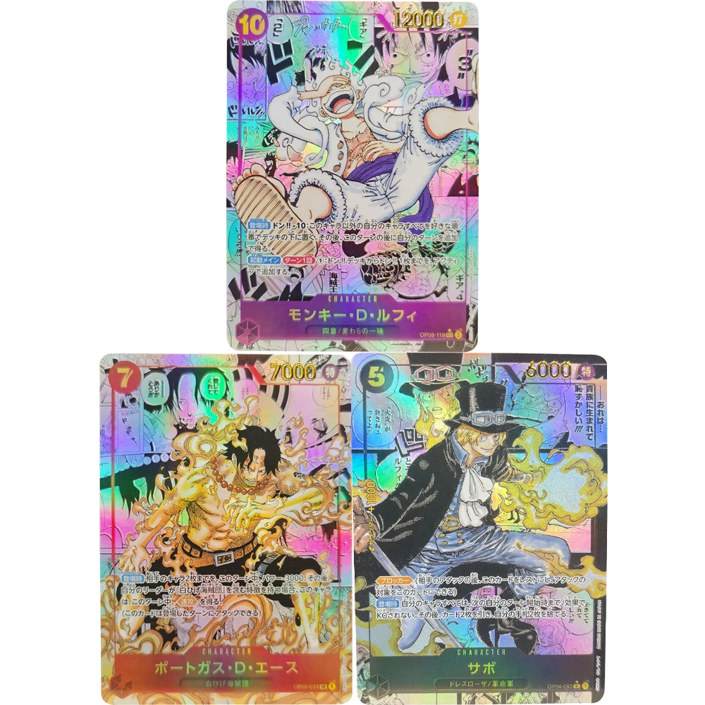

3 шт./компл. ONE PIECE японский Луффи Ace Сабо Зоро Хэнкок Шанкс Нами OPCG флэш-карта самодельная классическая коллекционная карта аниме