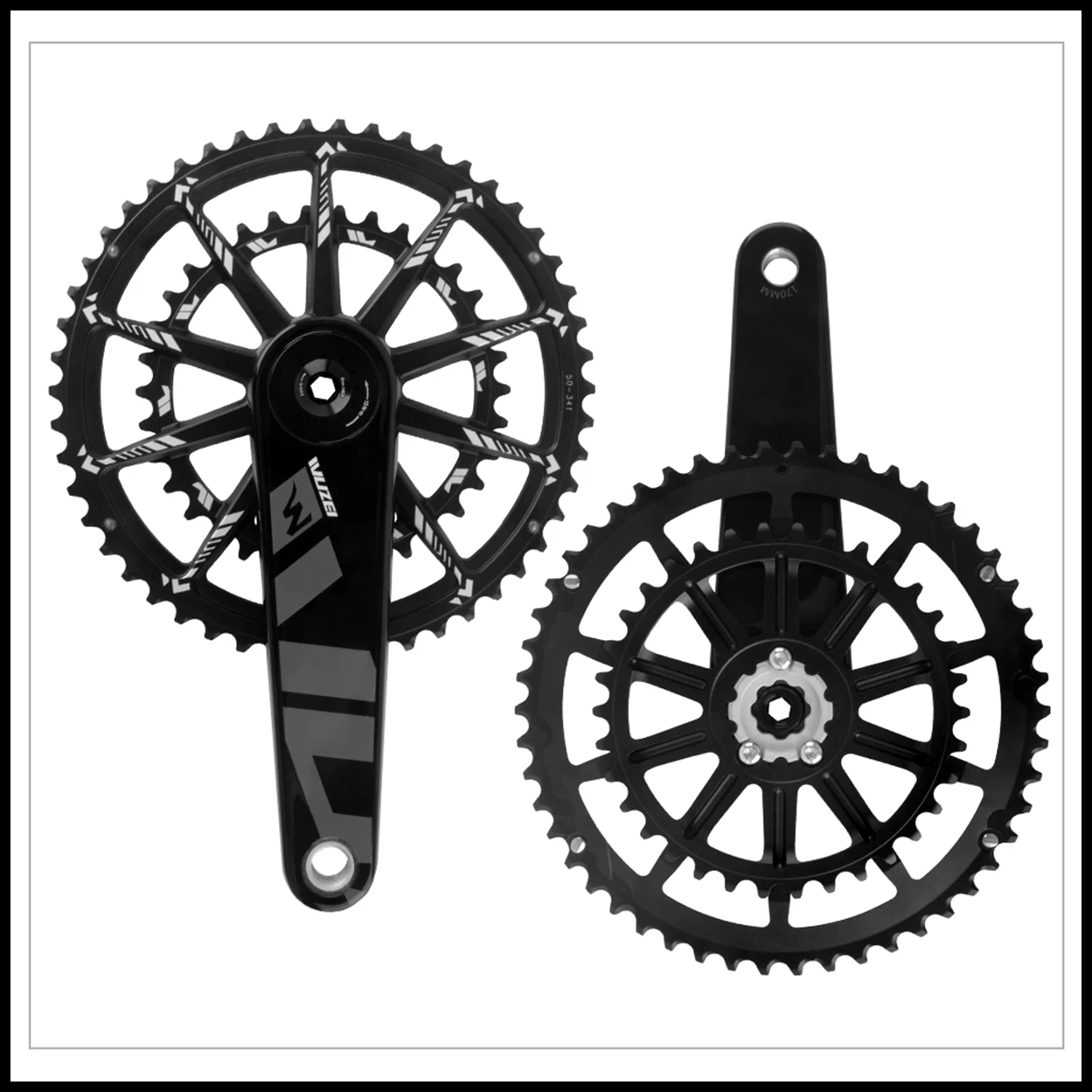 

WUZEI шатуны из углеродного волокна, дорожный велосипед, 24 мм, ось 165, 170 мм, 3 болта, одинарная двойная звездочка, набор шатунов для скоростного велосипеда