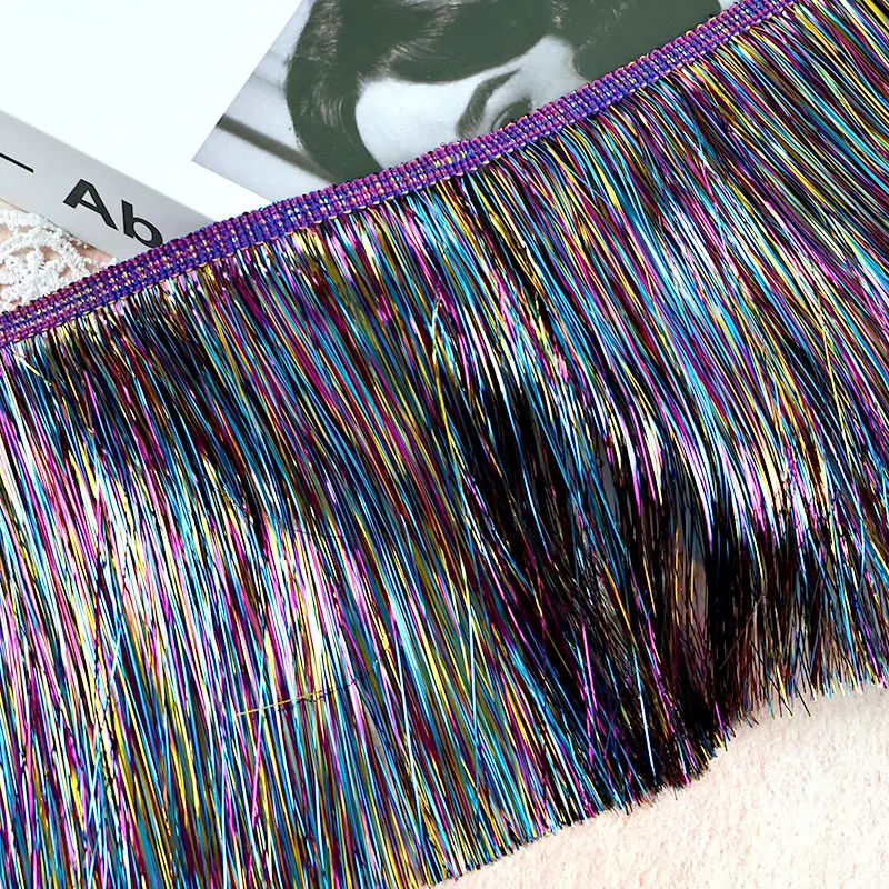 

5M Rainbow Golden Silk Fringe Tassel 10/15/20cm Skirt Tree Decor Lace Trim Stage Garment Curtains Laces DIY Sewing Accessories