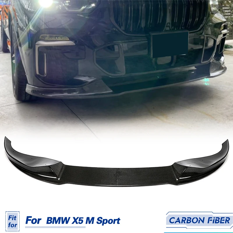 Car Front Bumper Lip Spoiler Carbon Fiber for BMW X5 G05 M Sport Utility 4-Door 2019 2020 Front Lip Chin Apron Guard Body Kit