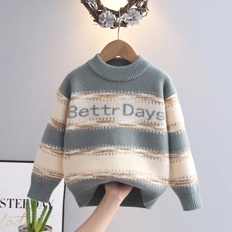 

Boys Sweaters Spring Autumn 2025 Children Woolen Jersey Clothes Tops For Baby Pullover Sweater Kids Knitted Outerwear Costume 8Y