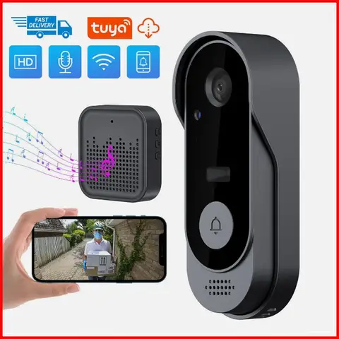 카메라 무선 번들 비디오 초인종 WIFI HD 야외 전화 도어 벨 카메라 보안 비디오 인터콤 IR Nigh와 Tuya 초인종