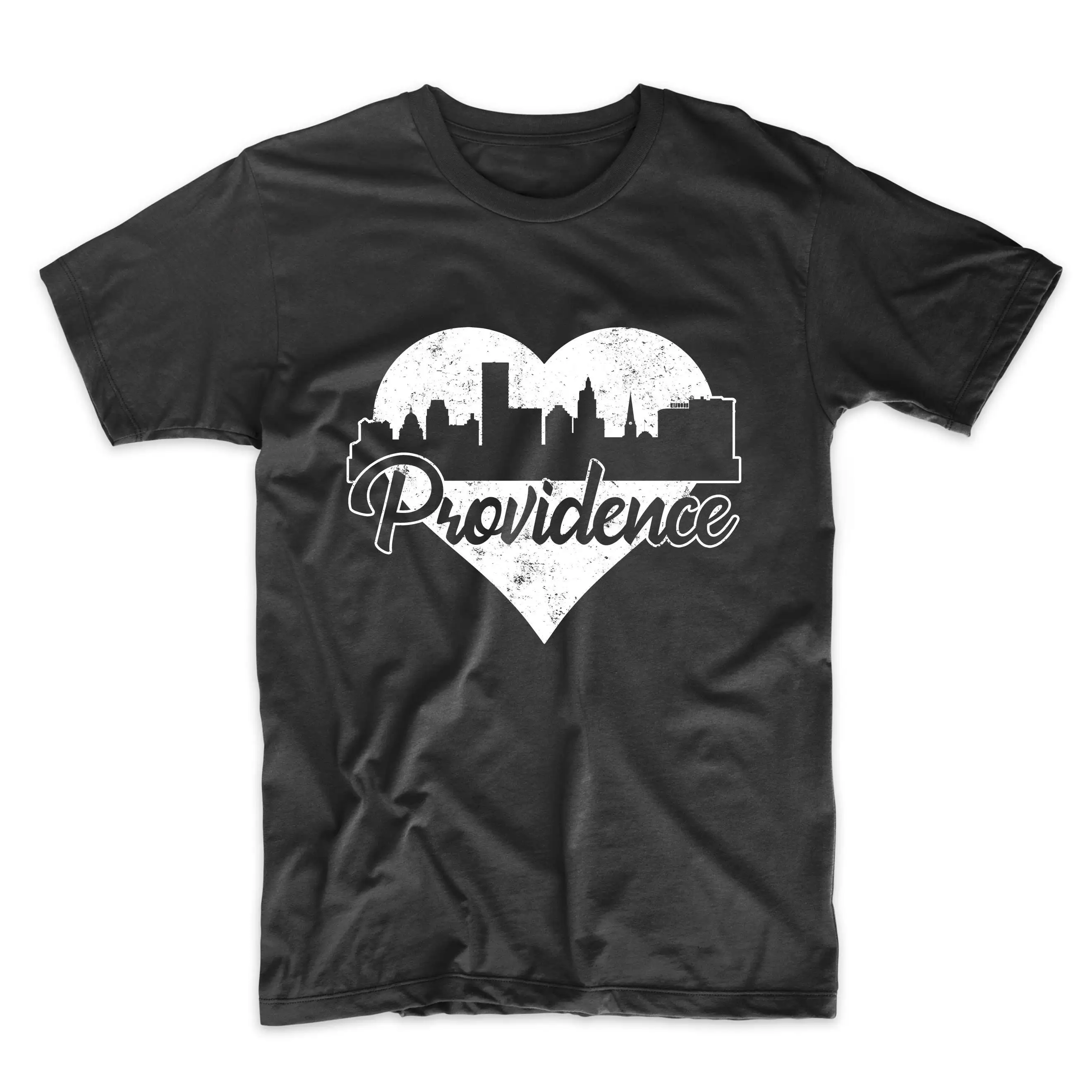 Men'S Providence T Shirt Retro Rhode Island Skyline Heart Distressed