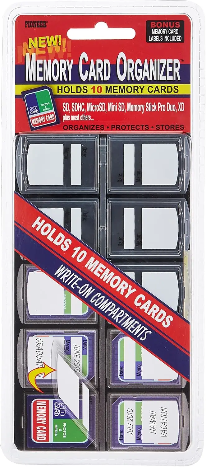 

Органайзер для карт памяти на 10 слотов с откидными отсеками, прочный и антистатический