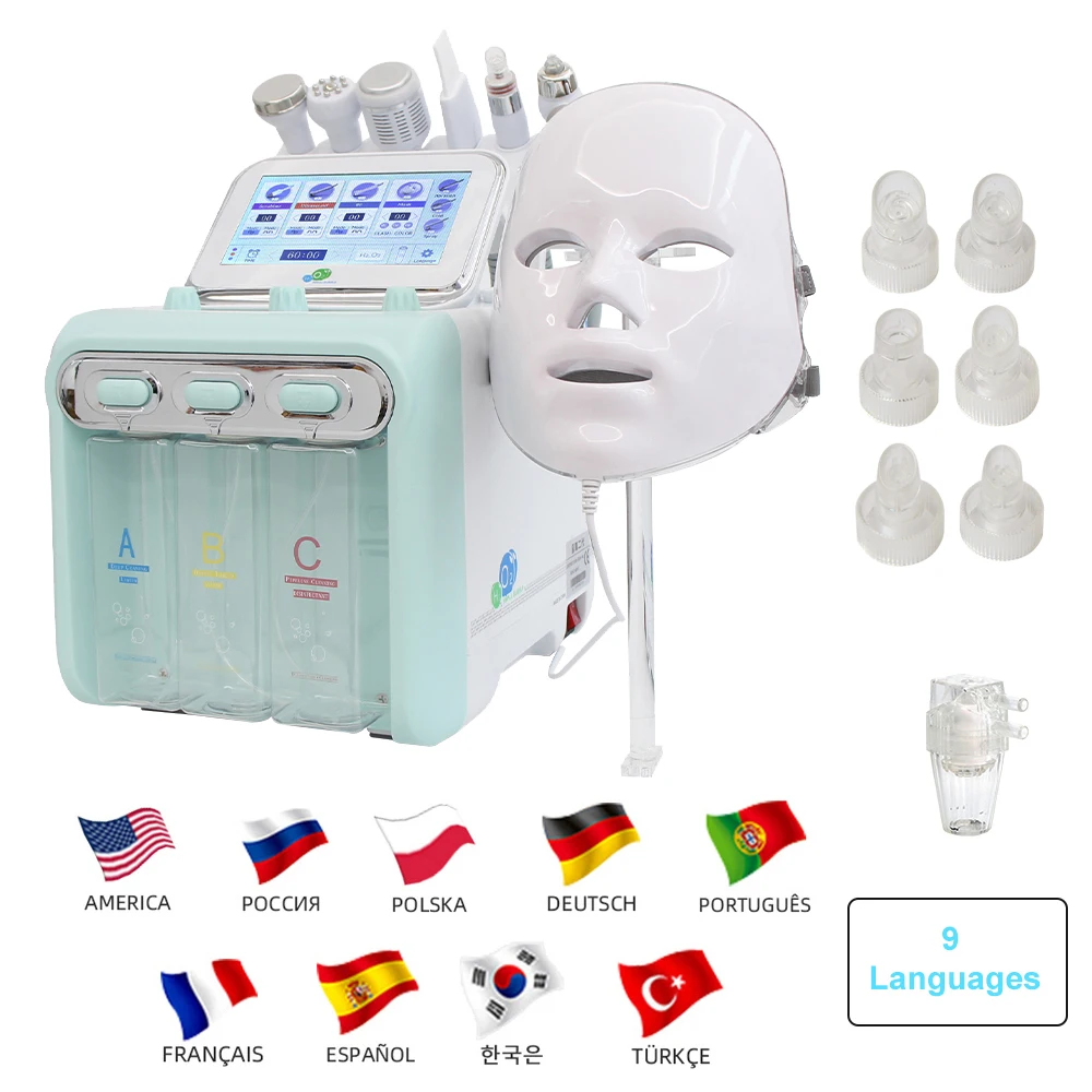 7-in-1 waterdermabrasie gezichtsmachine Diepe reiniging Huidverzorging Aanscherping Mee-eter verwijderen Spa Schoonheidsapparaat