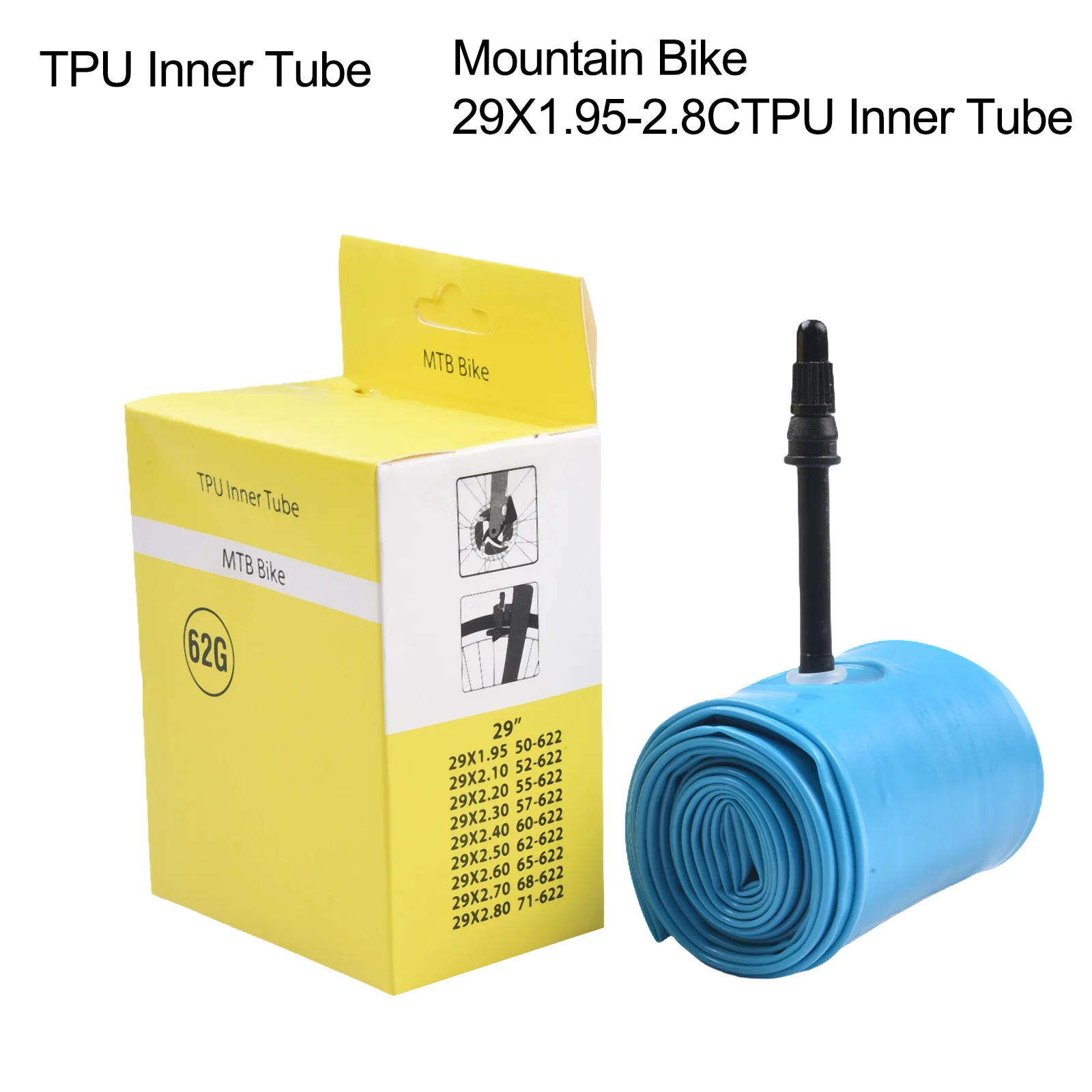 For TPU Inner Tube for Mountain Bikes 26X2 0 2 8 27 5X2 0 2 8 29For X1 95 2 8 Compatible with For French Valve 45mm