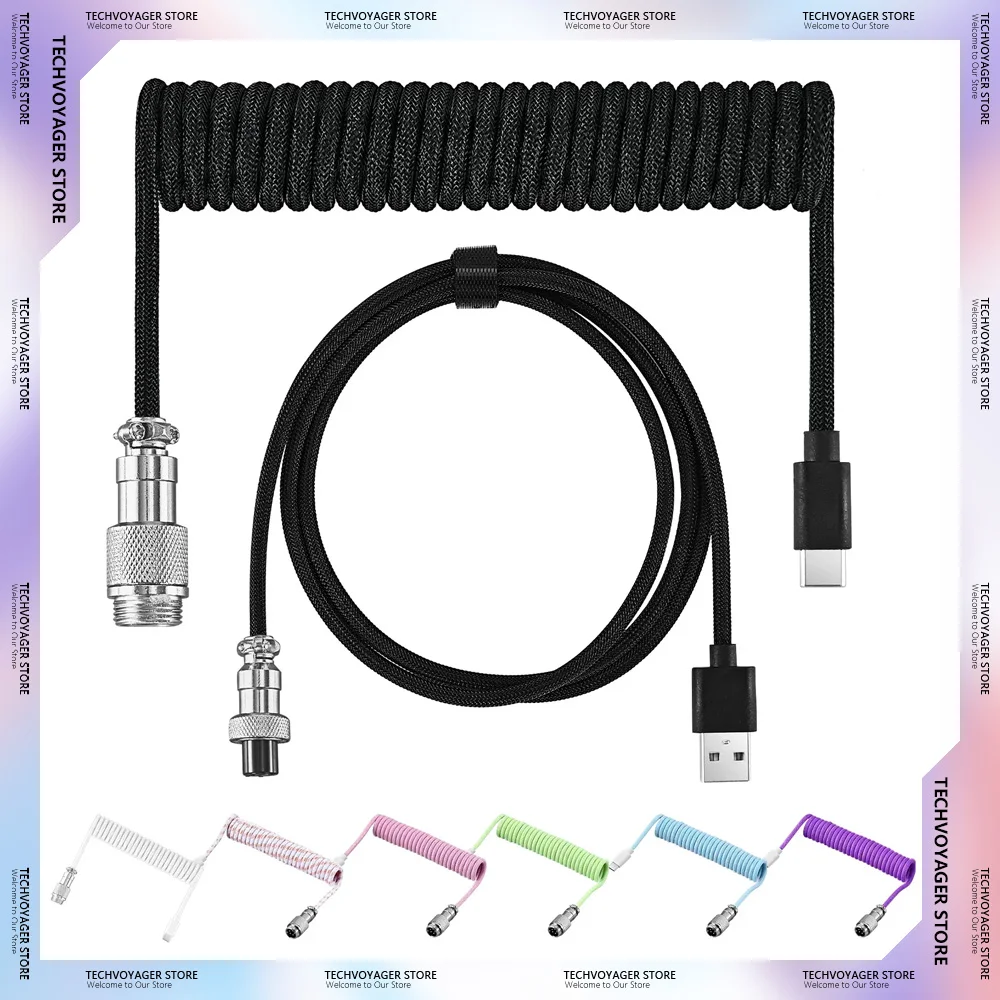 

Механический кабель для клавиатуры, антенный кабель для передачи данных, USB Type C, игровая клавиатура, настольный компьютер, авиационный разъем, шнур Max 3M