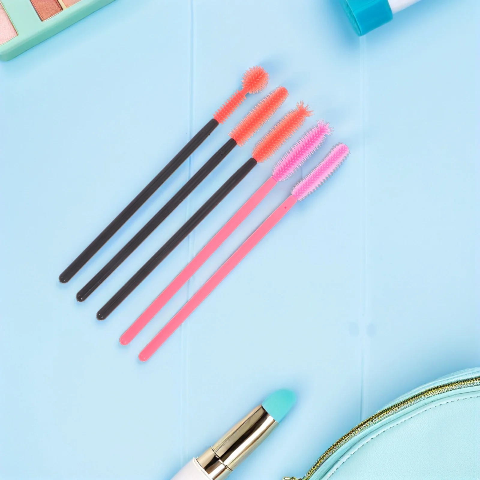 Pinceaux à Mascara en Silicone, baguettes de Mascara Premium, outils de maquillage, pochette de brosse de maquillage réutilisable pour cils professionnels, 50 pièces