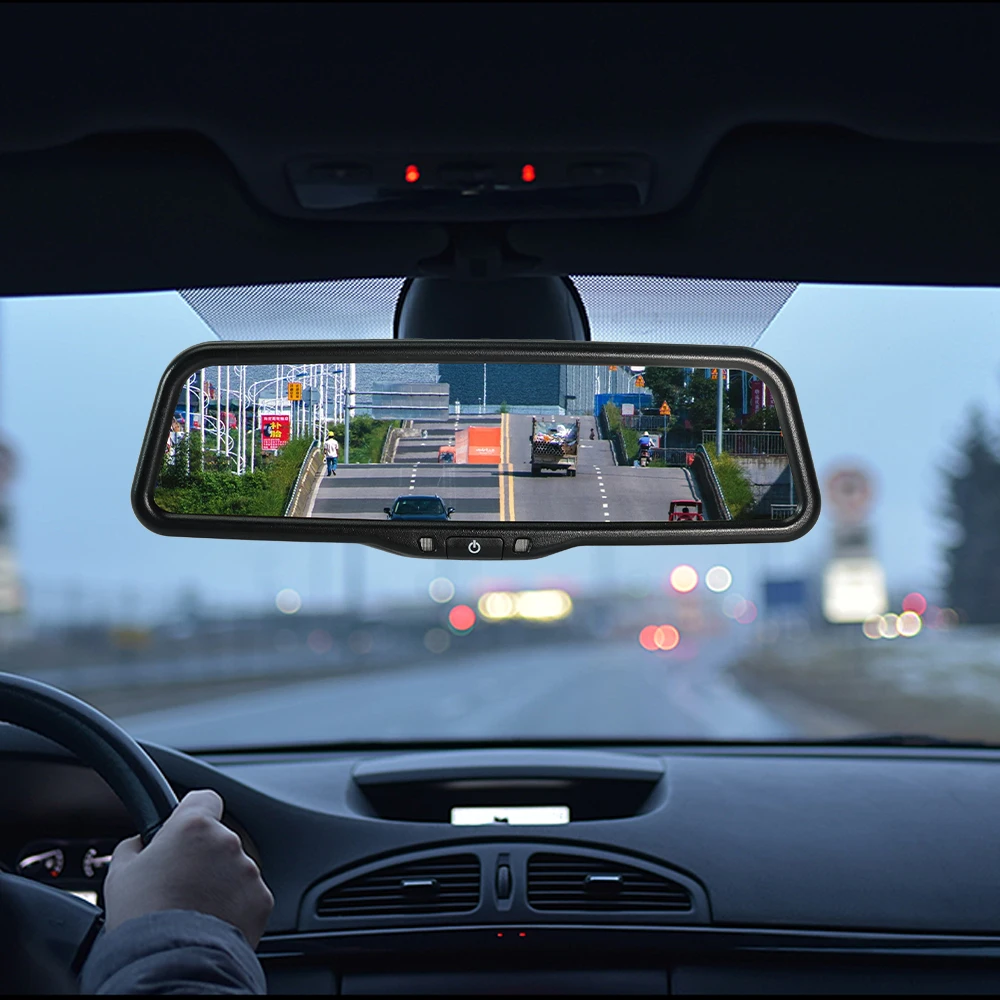 Carsanbo HD Reversing Rearview Mirror Replacement Car 9.66inch AHD 1080P Full Screen Rear View Monitor IPS LCD Display RCA Input