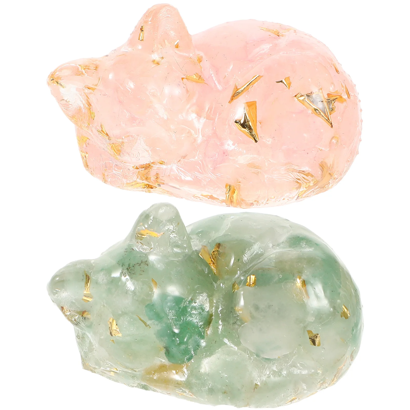 

2Pcs Crystal Mini Cat Sculpture Durable Glossy Crystal Craft Decoration for Desktop Home Office Garden Decor Mini Cat Figurines