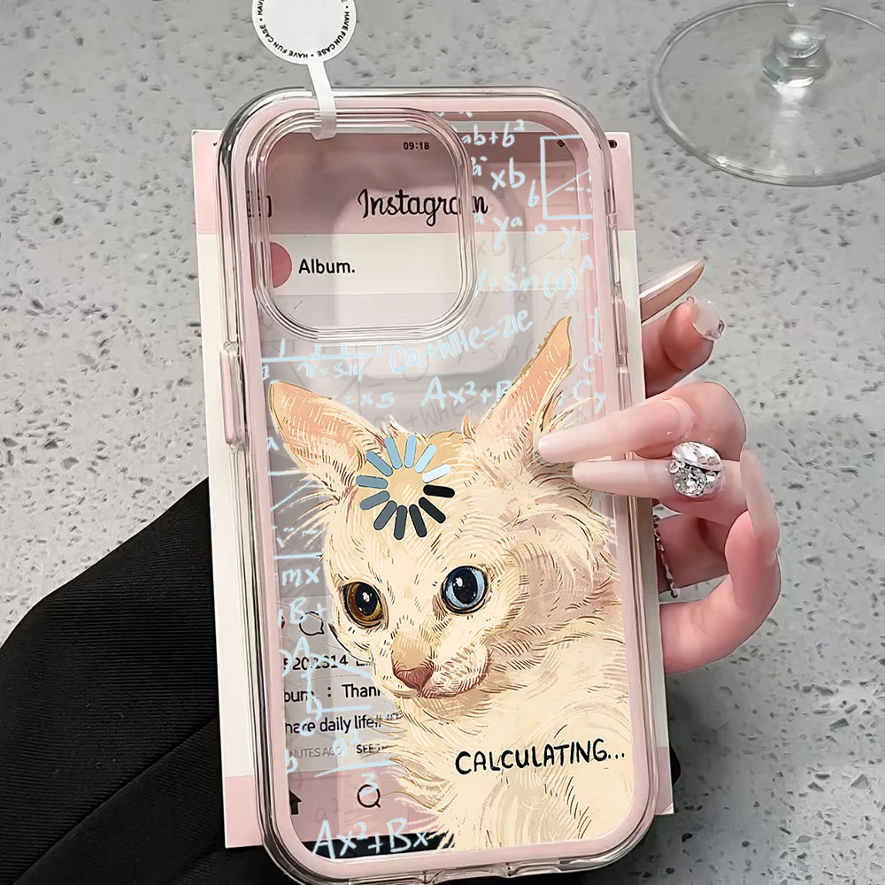 Calculating Cat Transparente Handyhülle für Samsung Galaxy S26 Ultra S25 S24 edge s22 s23 Plus FE A57 A54 A55 A16 A35 A36 A37 5G Cover – Detail 1