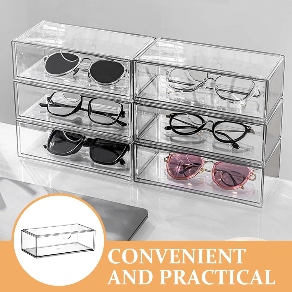 

Sunglasses Storage Box Organizer Transparent Eyeglass Cases Travel Display Stand Sturdy Lightweight Holder for Glasses