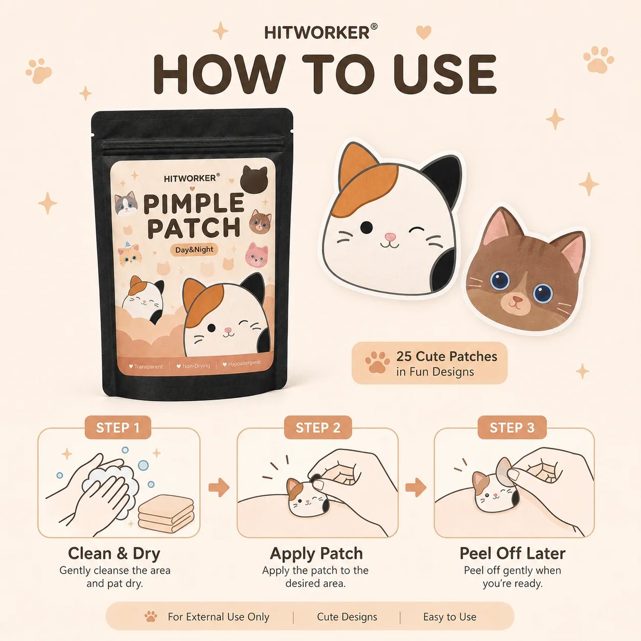 100PCS Pimple Cover Patches, Clear-Look Hydrocolloid Beauty Patches For Day And Night Use, Easy Peel Spot Cover